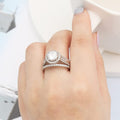 Luxury Designer Couple Ring With Round Zircon Inlay, Light Wedding Bridal Finger Ring For Women view 3
