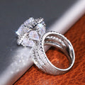 Square Zircon Ring For Women With Water Drop Design Sparkling Fashion Wedding Banquet Jewelry view 3