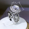 Square Zircon Ring For Women With Water Drop Design Sparkling Fashion Wedding Banquet Jewelry view 4
