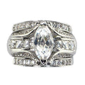 Marquise Geometric Three Ring Set For Women, Zircon Inlaid Wedding Fashion Finger Rings view 5