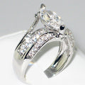 Marquise Geometric Three Ring Set For Women, Zircon Inlaid Wedding Fashion Finger Rings view 3