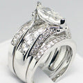 Marquise Geometric Three Ring Set For Women, Zircon Inlaid Wedding Fashion Finger Rings view 1