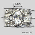 Marquise Geometric Three Ring Set For Women, Zircon Inlaid Wedding Fashion Finger Rings view 4