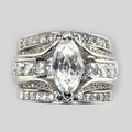 Marquise Geometric Three Ring Set For Women, Zircon Inlaid Wedding Fashion Finger Rings view 2