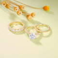 Elegant Three Piece Zircon Inlaid Ring Set For Women Wedding Party Fashion Jewelry view 4