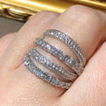 European Geometric Ring For Women, Micro Pave Zircon Multilayer Line Fashion Jewelry view 3