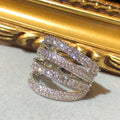 European Geometric Ring For Women, Micro Pave Zircon Multilayer Line Fashion Jewelry view 1