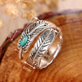 Vintage Antiqued Bohemian Feather Inlaid Adjustable Ring For Women, Fashion Statement Jewelry view 4