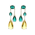 Gold Plated Copper Yellow Green Zircon Tassel Drop Earrings With Silver Posts view 5