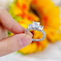 Fashion Design Ring For Women With Sparkling Four Prong Micro Inlay Geometric Band view 3