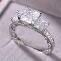 Fashion Design Ring For Women With Sparkling Four Prong Micro Inlay Geometric Band view 2