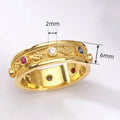 European American Colorful Inlaid Zircon Geometric Ring, Light Luxury Fashion Jewelry For Women view 4