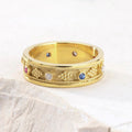 European American Colorful Inlaid Zircon Geometric Ring, Light Luxury Fashion Jewelry For Women view 2