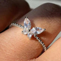 Delicate Minimalist Butterfly Ring For Women With Inlaid Zircon, Fashion Daily Jewelry Ring view 5