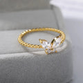 Delicate Minimalist Butterfly Ring For Women With Inlaid Zircon, Fashion Daily Jewelry Ring view 3
