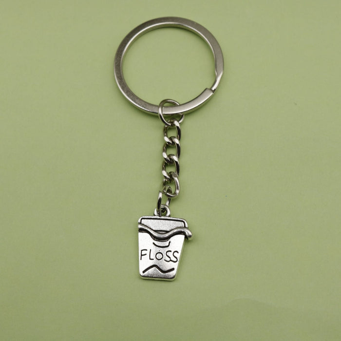 Metal Dental Floss Case Keychain For Travel Key Ring