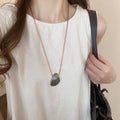Silver Shell Oval Pendant Sweater Necklace Copper Geometric Light Luxury Collarbone Chain view 4