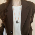 Silver Shell Oval Pendant Sweater Necklace Copper Geometric Light Luxury Collarbone Chain view 3
