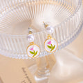 Elegant Pearl Stud Drop Enamel Tulip Flower Oval Gold Alloy Sweet Fresh Design Women's Earrings view 2