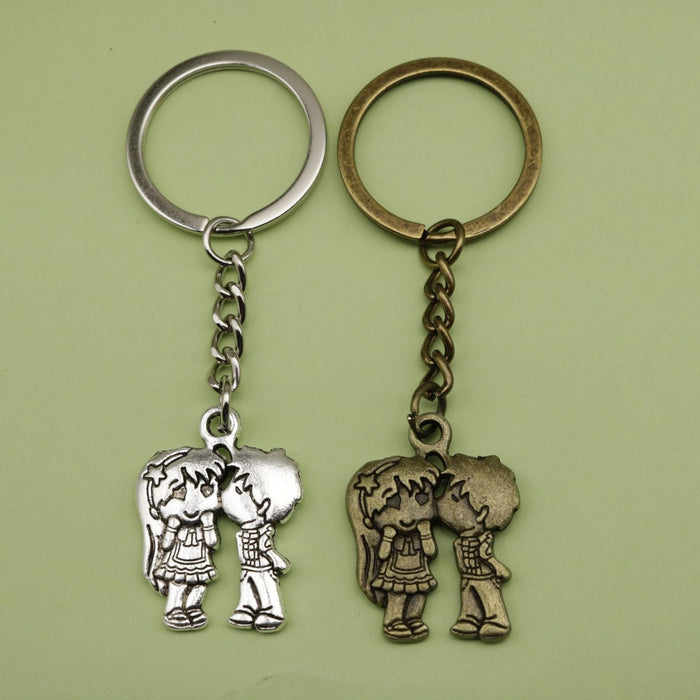 Zinc Alloy Couple Heart Keychain Matching Gift Key Ring