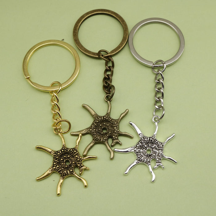 Metal Ocean Starfish Sea Urchin Keychain Bag Charm Gift