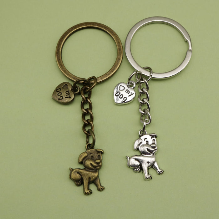 Metal Puppy Dog Keychain For Bag Charm Gift