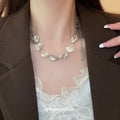 Metal Shell Chain Linked Earrings Bracelet Necklace Jewelry Set, Fresh Vacation Style view 2
