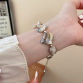 Metal Shell Chain Linked Earrings Bracelet Necklace Jewelry Set, Fresh Vacation Style view 3