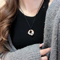 Sweet Cool Alloy Hollow Double Heart Pendant Necklace, Fashion Clavicle Chain Jewelry view 4