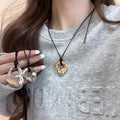 Sweet Cool Alloy Hollow Double Heart Pendant Necklace, Fashion Clavicle Chain Jewelry view 2