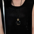 Vintage New Chinese Style Faux Agate Round Ring Pendant Necklace, Geometric Clavicle Jewelry view 2