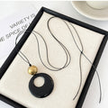 Vintage New Chinese Style Faux Agate Round Ring Pendant Necklace, Geometric Clavicle Jewelry view 3