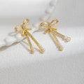Elegant French Bowknot Alloy Stud Earrings With Rhinestone Pearl Tassels, Luxury Sweet Jewelry Earrings view 4