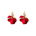 Red Matte Acrylic Petal Tassel Drop Earrings With Silver Posts, Sweet French Princess Style view 5