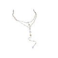 Elegant Stainless Steel Double Layer Rhinestone Star Tassel Clavicle Necklace view 5