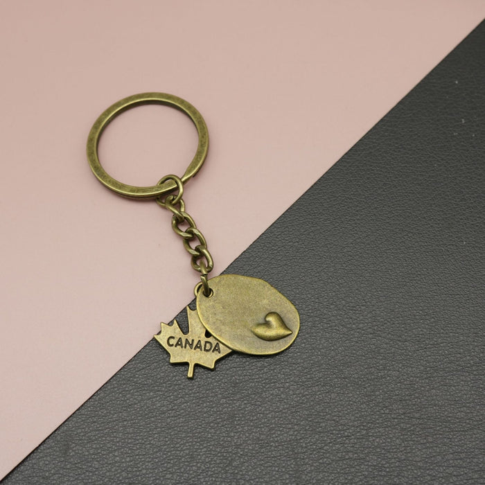 Zinc Alloy Maple Leaf Keychain For Autumn Gift