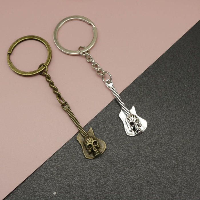 Metal Skull Guitar Keychain Bag Charm