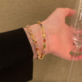 Colorful Dopamine Rhinestone Geometric Copper Bangle Minimalist Fashion Designer Bracelet view 3