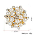 Black Silver Tone Flower Crystal Pearl Look Metal Brooch Pin 3.7 cm 3.7 cm view 3