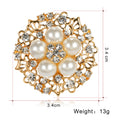Black Silver Tone Flower Crystal Pearl Look Two Designs Metal Brooch Pin view 3