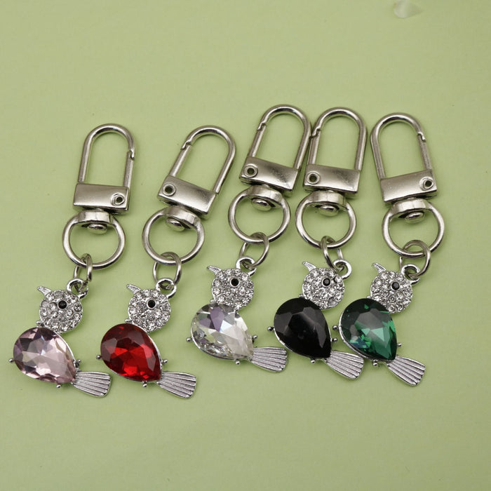 Zinc Alloy Crystal Sparrow Keychain Bag Charm Gift