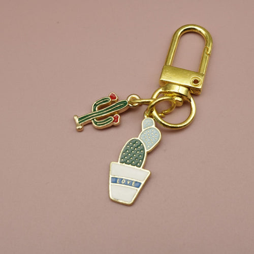 Zinc Alloy Cactus Keychain Key Ring Bag Charm Gift