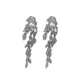 Chic Alloy Feather Tassel Drop Earrings With Rhinestone Leaf Geometric Design view 5