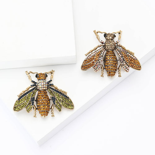 Alloy Rhinestone Bee Brooch For Suit And Shirt Decoration
