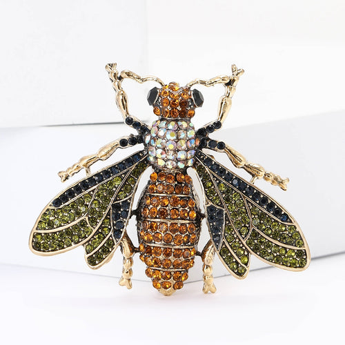 Alloy Rhinestone Bee Brooch For Suit And Shirt Decoration