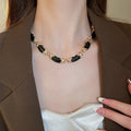 Vintage Enamel Crisscross Alloy Clavicle Necklace With Premium Geometric Line Design view 3