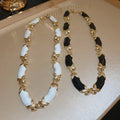 Vintage Enamel Crisscross Alloy Clavicle Necklace With Premium Geometric Line Design view 4