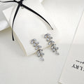 Elegant Silver Needle Rhinestone Leaf Vine Long Drop Earrings Luxury Zircon Bridal Jewelry Earrings view 1