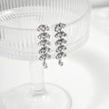 Elegant Silver Needle Rhinestone Leaf Vine Long Drop Earrings Luxury Zircon Bridal Jewelry Earrings view 3