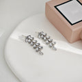 Elegant Silver Needle Rhinestone Leaf Vine Long Drop Earrings Luxury Zircon Bridal Jewelry Earrings view 4